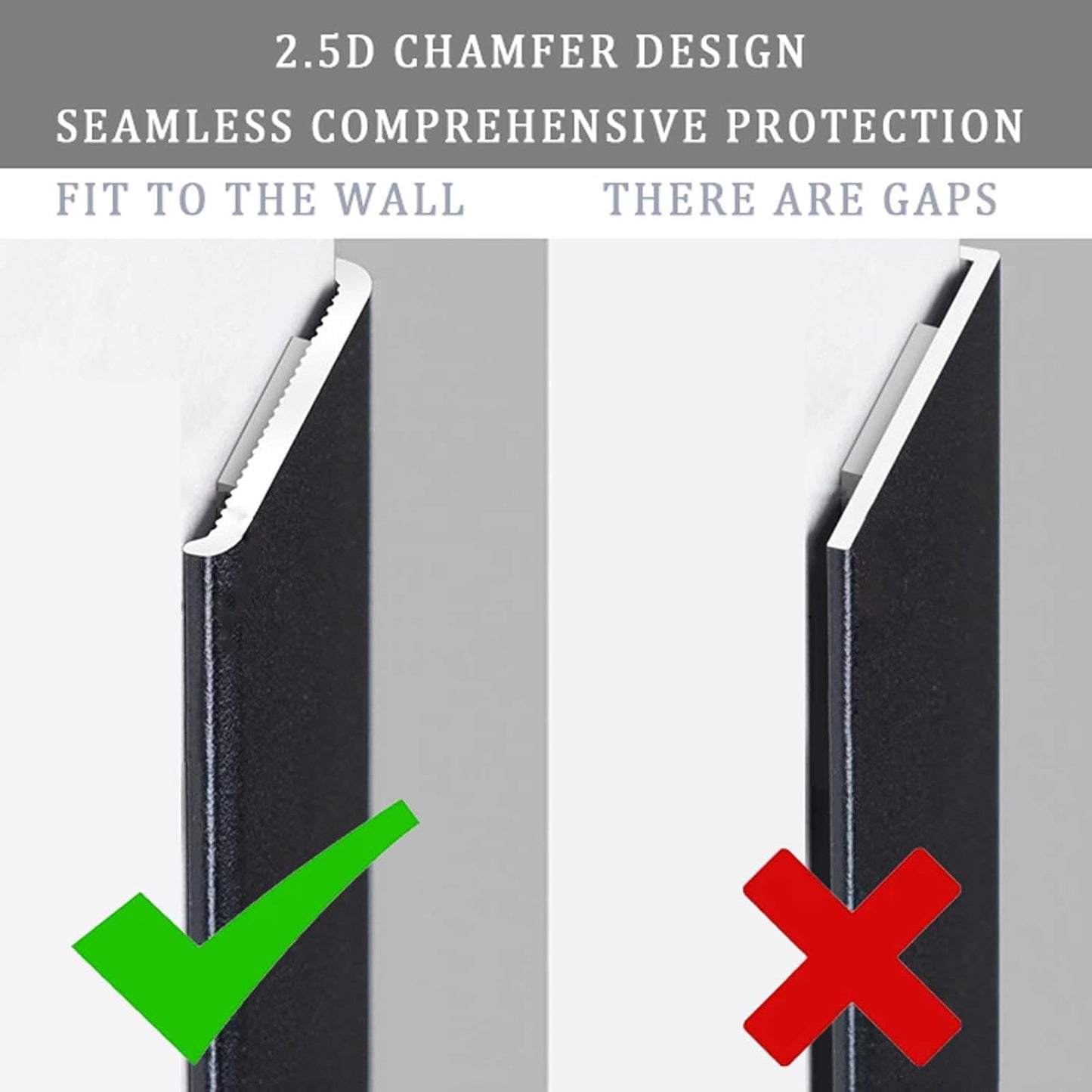 6 Pcs Aluminium Alloy Corner Guards, 48" x 1.2" x 1.2" L-Shaped Metal Wall Protectors for Corners, Door Frames, and Cabinets, Decorative Edge Trim (Black)