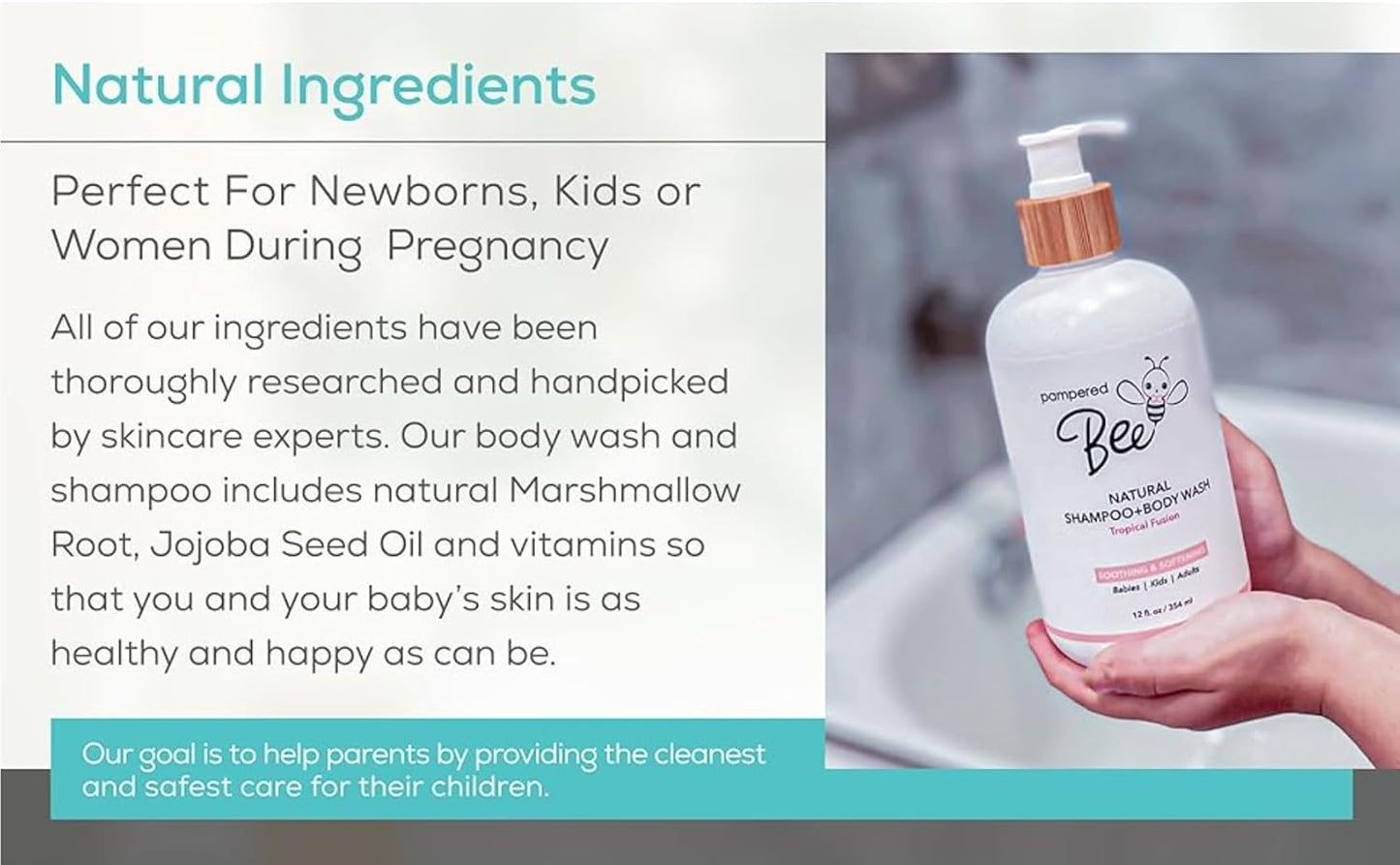 Shampoo & Body Wash (Tropical Fusion), 2-in-1 Natural Formula for Newborns, Toddlers and Kids, 12 oz (Pack of 2)