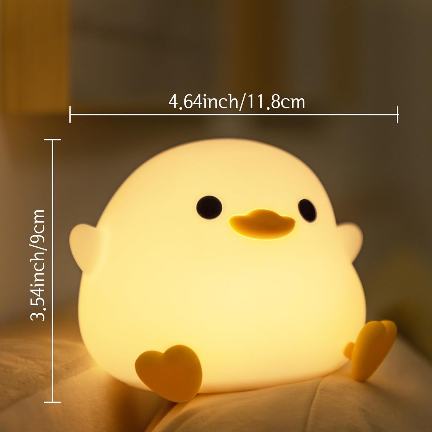 YuanDian Dodo Duck LED Night Light - Cute Silicone Duck Lamp for Bedrooms, Living Room - Rechargeable, Touch Sensor Bedside Table Lamp