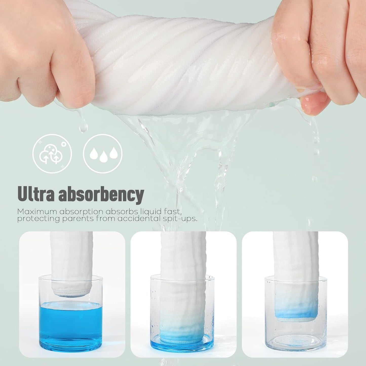 Yoofoss Muslin Burp Cloths for Baby 10 Pack 100% Cotton Baby Washcloths for Boys Girls Large 20''X10'' Super Soft and Absorbent Gradient Grey