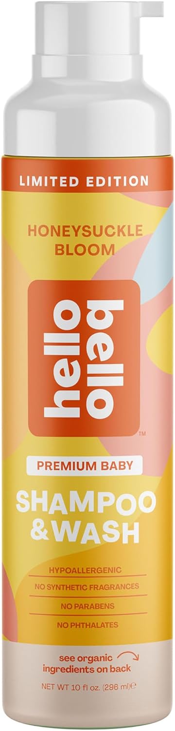 Hello Bello Ultra-Hydrating Baby Shampoo & Body Wash, Honeysuckle Bloom Scented, Tear Free & Safe for Sensitive Skin, Dermatologist Tested & Pediatrician Approved, 10oz Bottle