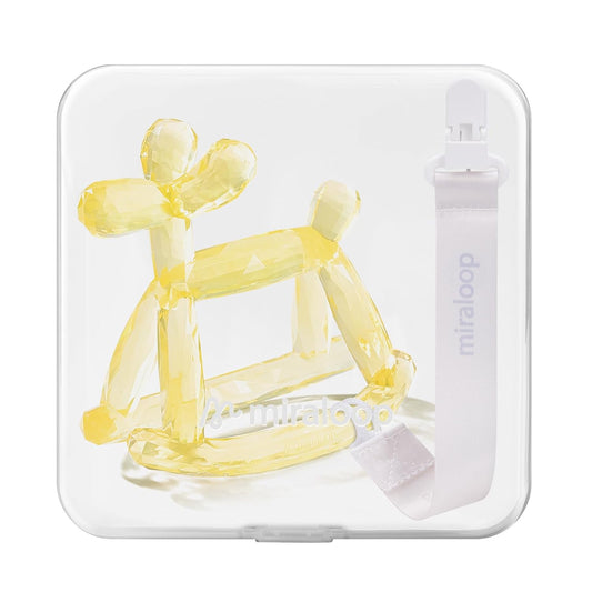 Crystal Jelly Baby Teether – Teething Toys 3-6 Months Food Grade Silicone Teether with Storage Box and Pacifier Clip, Safe for Babies (Citrine Clip+Box)