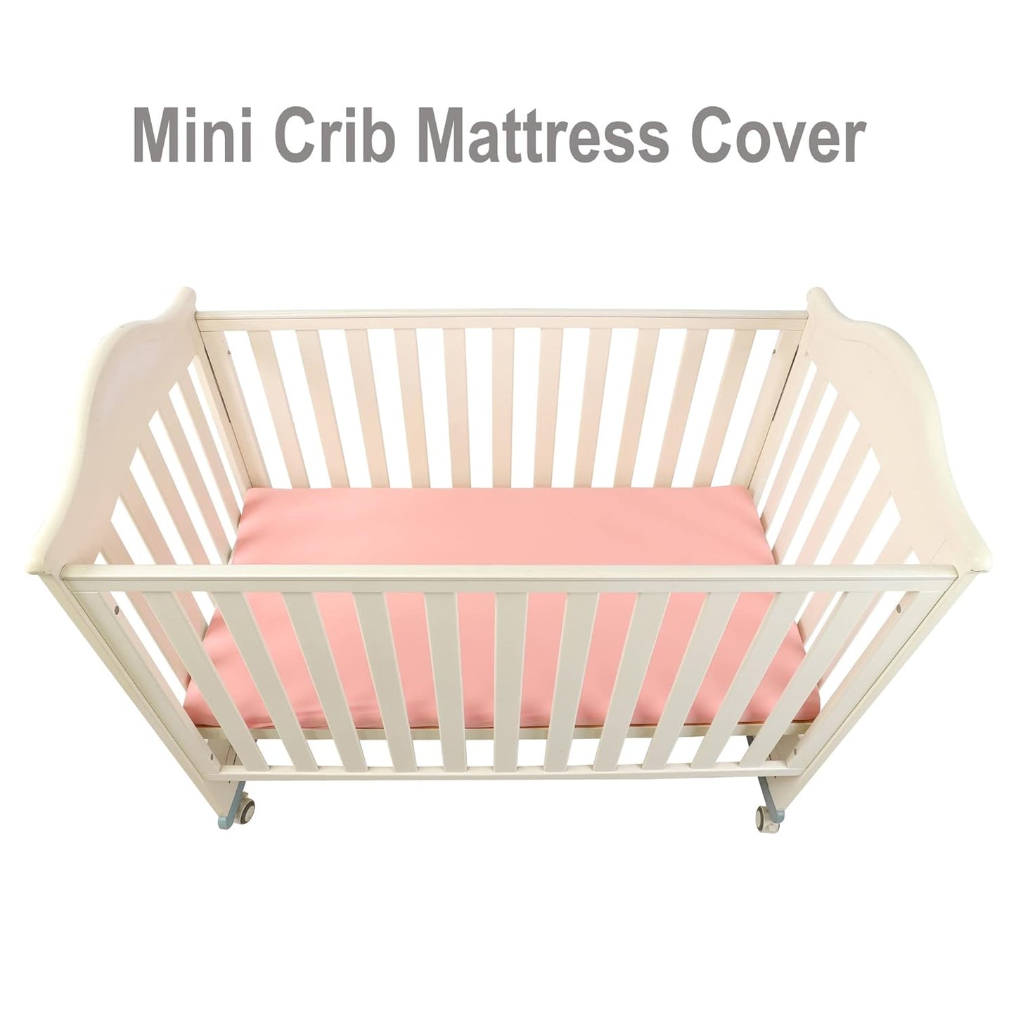 Onacosht Pack n Play Sheets 2 Pack for Baby Girl, Stretchy Jersey Knitted Playard Fitted Sheets Portable Mini Crib Mattress Cover, Watercolor Green Leaf and Plain Pink