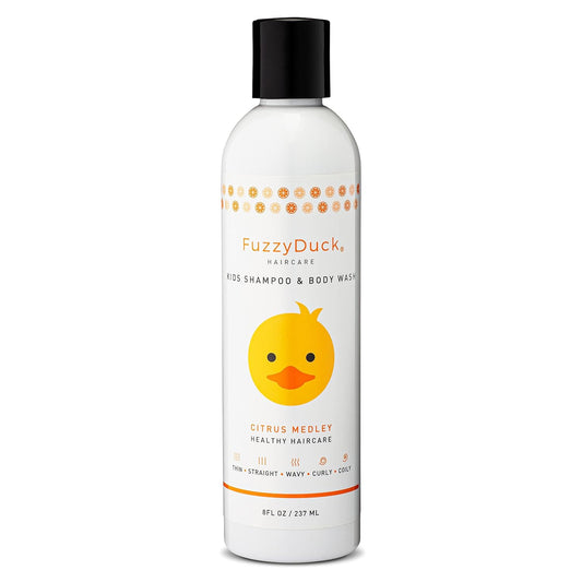 FuzzyDuck Kids Tear Free Shampoo & Body Wash – Natural Hair Products for Kids Made with Aloe, Sea Botanicals & Honey, Boost Moisture & Manageability for All Hair Types (Citrus Medley, 8oz)