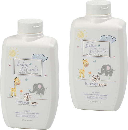Baby Forever New 32 Ounce - Liquid Fragrance Free Fabric Care Wash 2 Pack (64 Ounce Total) - Baby Laundry Detergent