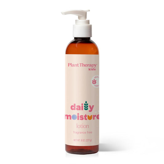 Plant Therapy Kids Daily Moisture Lotion 8 oz Fragrance-Free & Gentle for Kids, Soothes & Softens from Head to Toe, Lightweight, Fast-Absorbing Daily Hydration