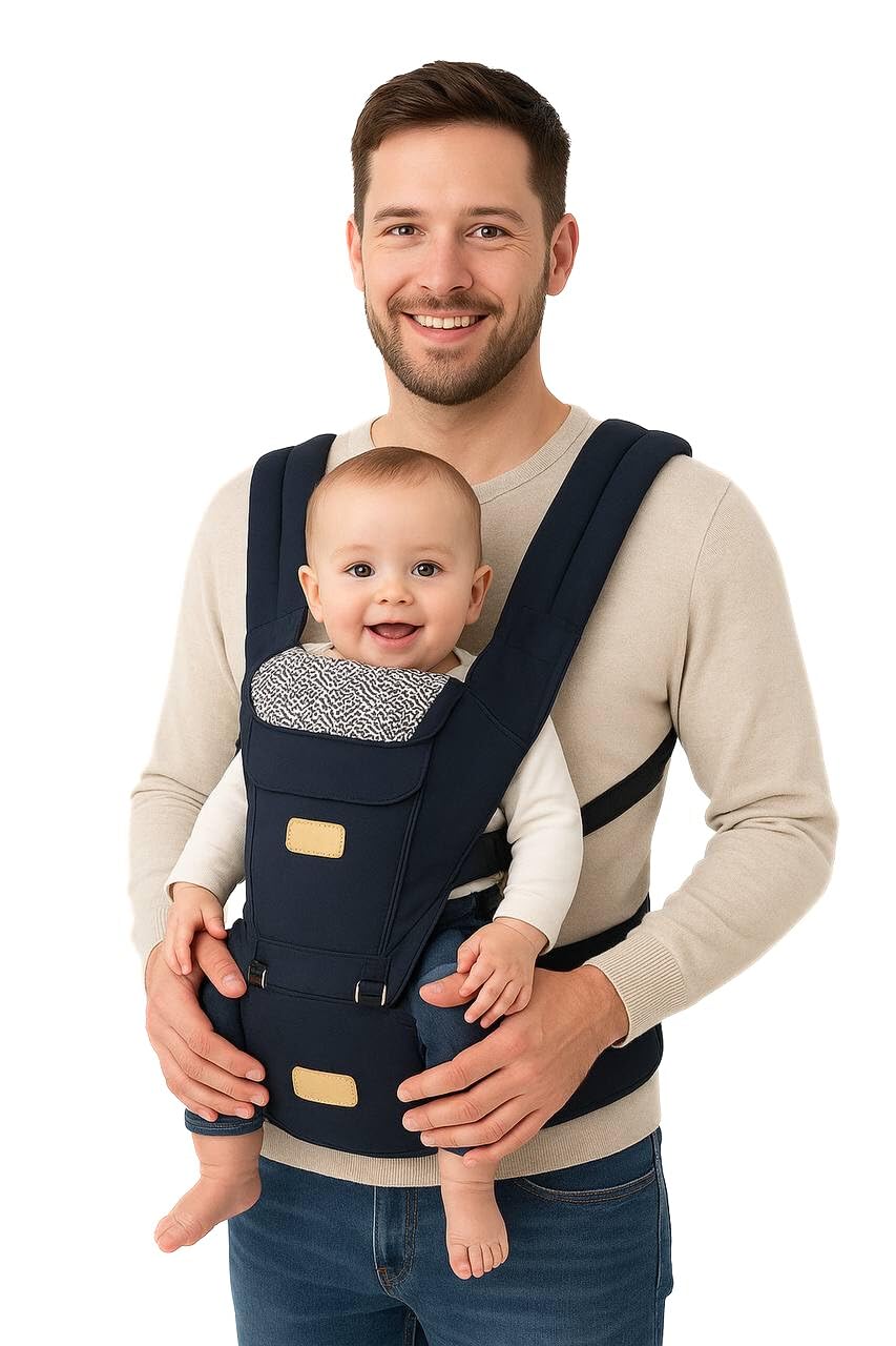 Sharth Baby Carrier with Hip Seat, 6-in-1 Convertible, Adjustable, Ergonomic Baby Carrier for Newborn to Toddler, Front and Back Carry, 0–36 Months, 7–41 lbs, All Seasons, Dark Blue