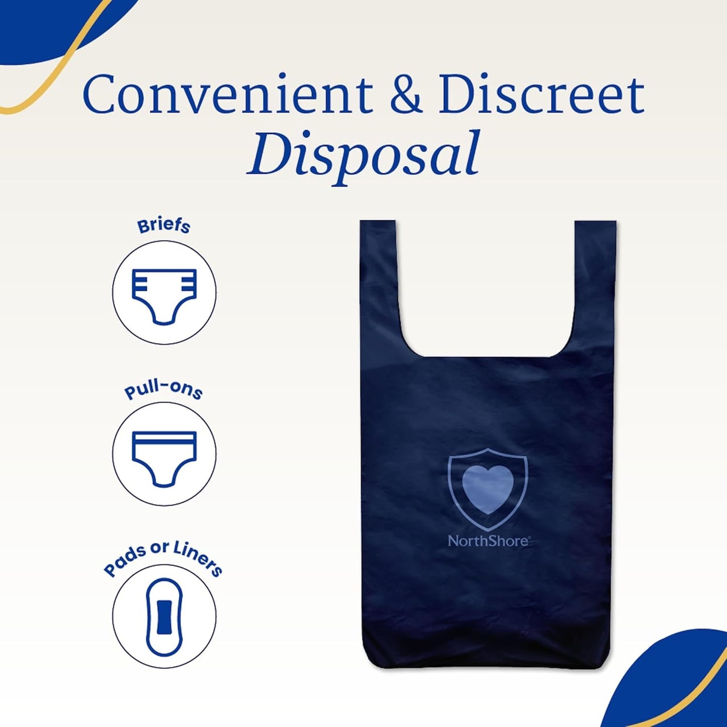 NorthShore DiscreetShield Disposal Bags, 150 Count (6 Packs of 25)