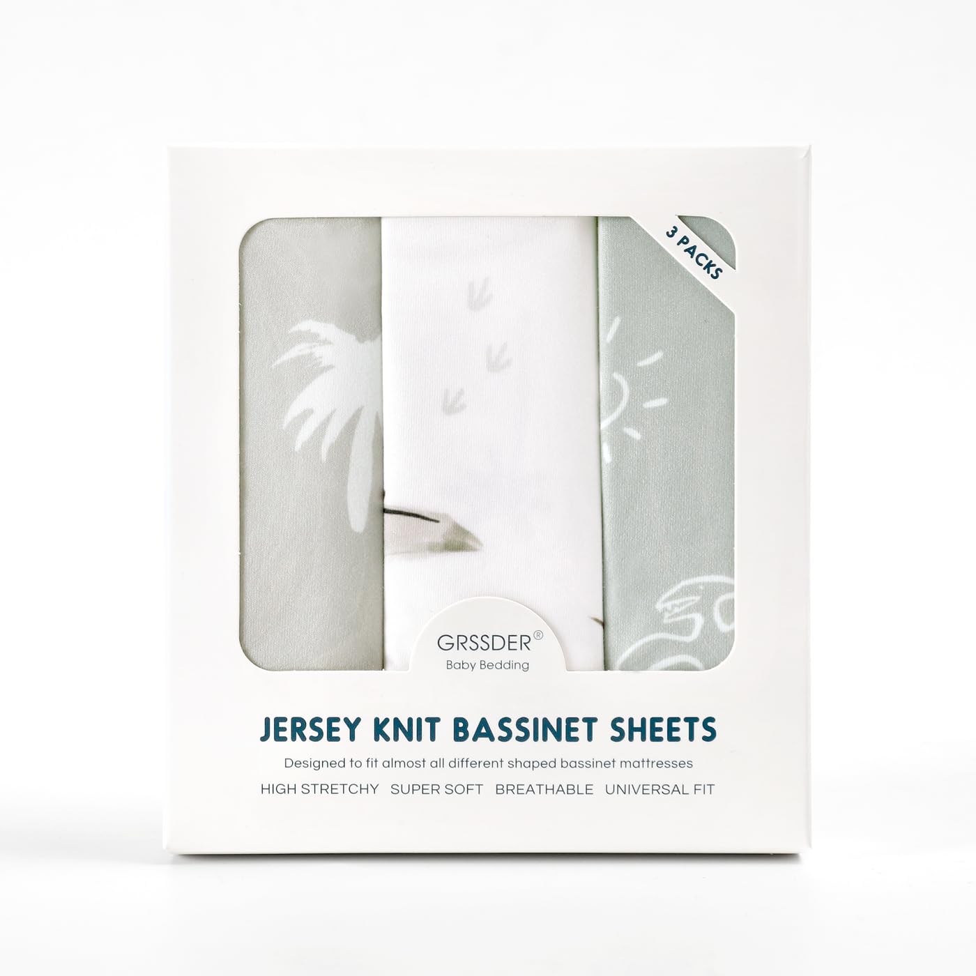 Ultra Soft Stretchy Jersey Knit Fitted Bassinet Sheets 3 Pack, Universal Fitted for Baby Cradle Moses Basket Oval Rectangle Mattress Safe and Snug, Bassinet Fitted Sheets for Boy, Dinosaur Print