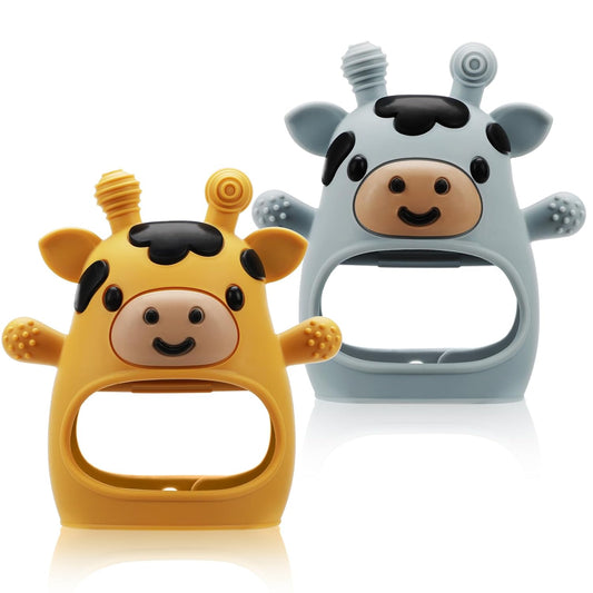 2 Pack Baby Teething Toys for 3-6 6-12 Months, Food Grade Silicone Infant Teether Mitten, Baby Essentials Teething Relief, Newborn Essentials Chew Toys for Sucking Needs
