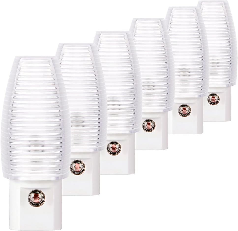 Emotionlite Plug in Night Light, Warm White LED Nightlight, Dusk to Dawn Sensor, Kids, Nursery, Bedroom, Bathroom,Hallway, Stairs, Kitchen, 6 Pack