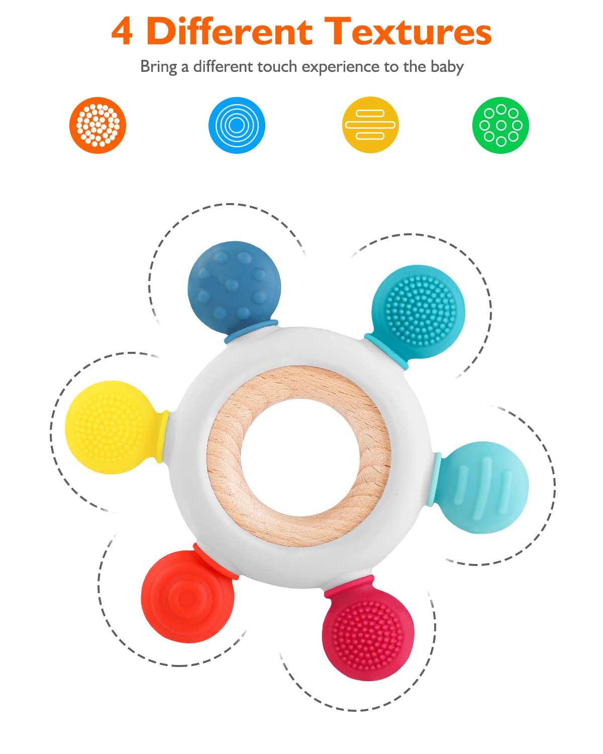 akolik Baby Teething Toys, Teething Relief Toy, BPA Free Baby Chew Toys Infant Toys Newborn Accessories, Teethers for Babies 0-3-6-9-12 Months Old Boys Girls