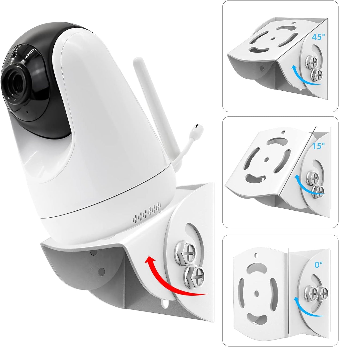 2 Pack-Adjustable Angle Baby Monitor Wall Mount for Motorola, Arlo, Infant Optics DXR-8, HelloBaby, Hellobaby Babysense Monitor Camera, Perfect Angle and Easy to Install (Camera Not Included)