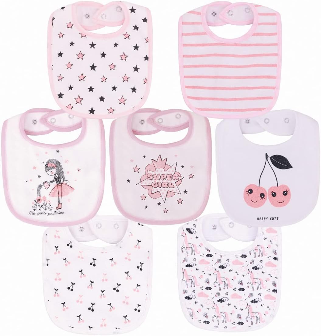 Maiwa Waterproof Terry cloth Baby bibs with Snaps for newborn girl boy, drool and teething for baby