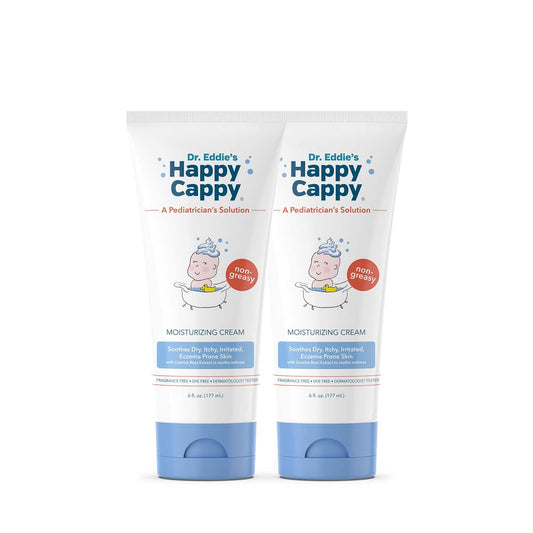 Happy Cappy Dr. Eddie's Moisturizing Cream - Baby Eczema Cream, Eczema Lotion for Kids, Pediatrician-Formulated, Gentle, Paraben Free, Hypoallergenic, Soothes Dry Skin - 6 Fl Oz (Pack of 2)