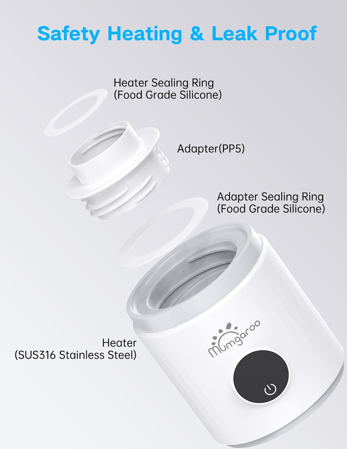 Bottle Warmer, Portable Bottle Warmer, Fast Heating Baby Bottle Warmer with 4 Adapters, Rechargeable Travel Bottle Warmer with Precise Temperature Control for Breastmilk Formula