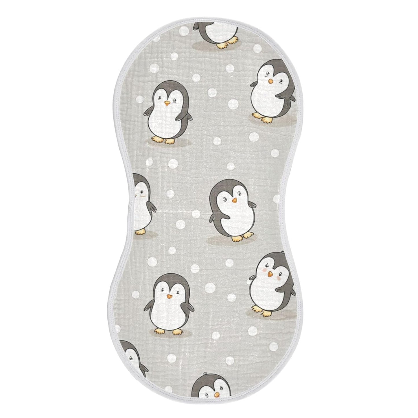 Kigai Cute Cartoon Penguin Muslin Baby Burp Cloths, Large Absorbent Cotton Muslin Burp Cloths Set of 1, Washcloths, Face Towel, Bibs for Newborn Boys Girls, 11 x22 Inch