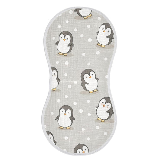 Kigai Cute Cartoon Penguin Muslin Baby Burp Cloths, Large Absorbent Cotton Muslin Burp Cloths Set of 1, Washcloths, Face Towel, Bibs for Newborn Boys Girls, 11 x22 Inch