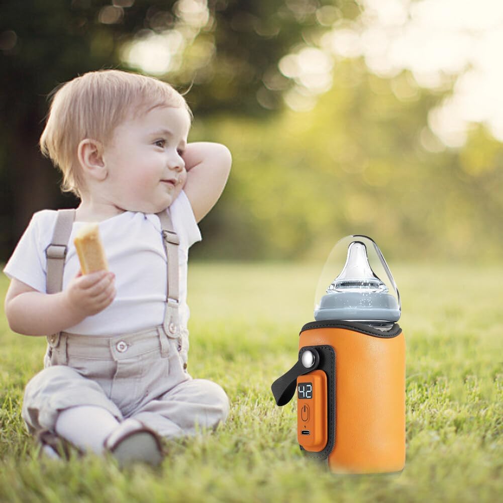 Baby Bottle Warmer, Portable Bottle Warmer, Baby Bottle Insulation Cover Bottle Warmer with LED Display, Heating Accurate Temperature Control for Travel Camping