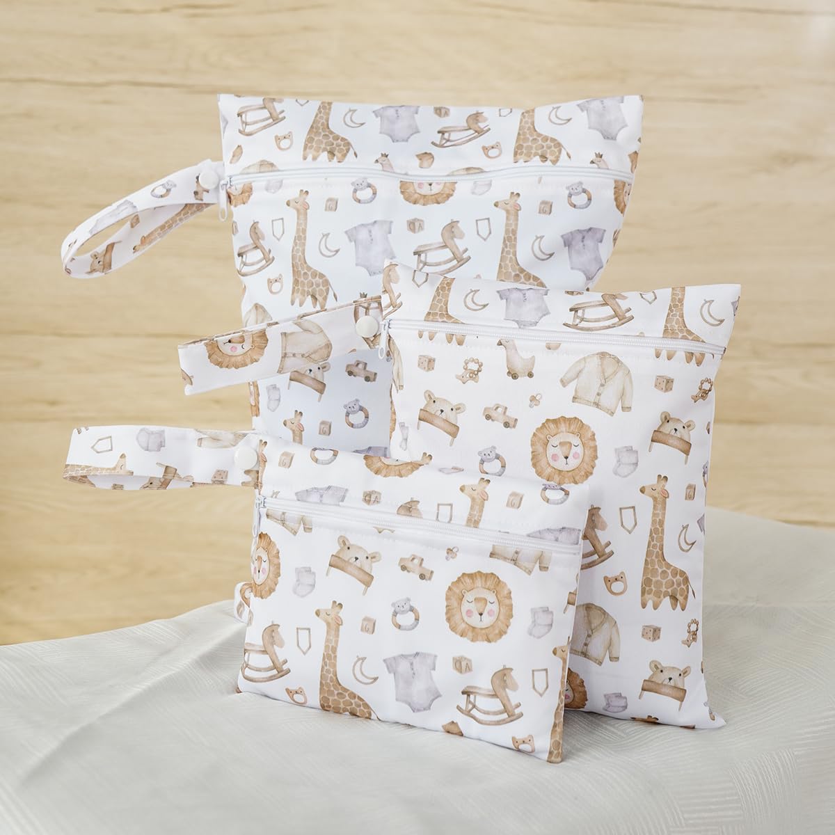 Happy Flute 3 Set Wet Bag Storage Bag Zipper Waterproof Washable Travel Bags, Beach, Pool, Gym Bag for Cloth Diaper, Swimsuits & Wet Clothes(EF545)
