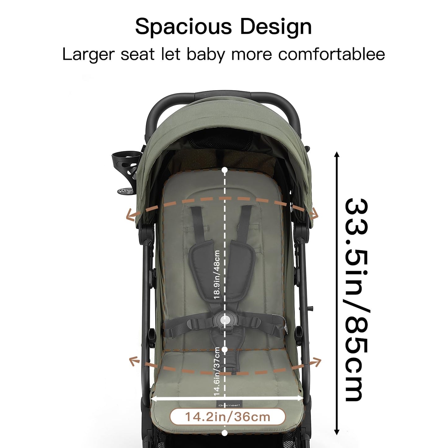 Compact Fold Baby Stroller, Lightweight Travel Toddler Stroller with One-Click Fold, Extendable UPF50+ Canopy, Cup Holder, UV Protected and Waterproof, One-Hand Folding - Green