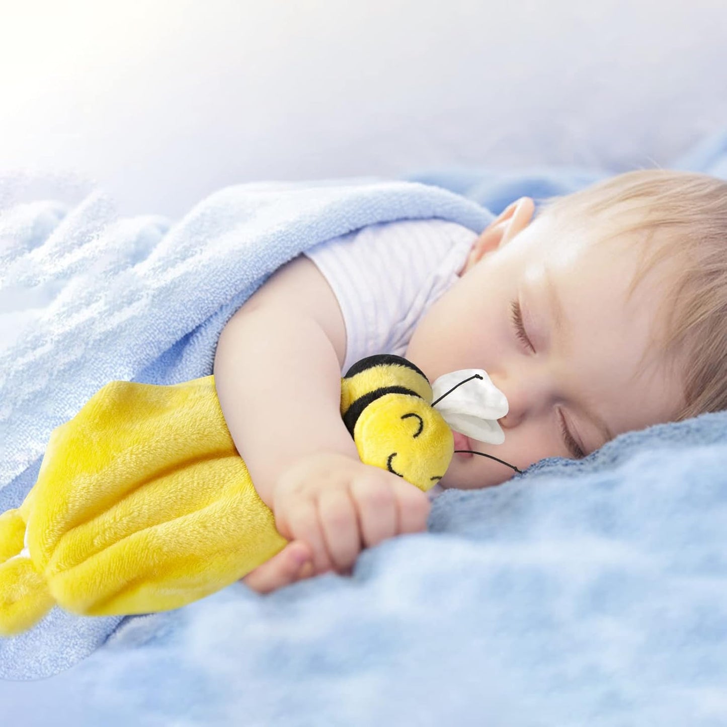 Pro Goleem Bee Loveys for Babies Soft Security Blanket Baby Snuggle Toy Stuffed Animal Blanket Unisex Lovie Baby Gifts for Infant and Toddler Yellow 12 Inch