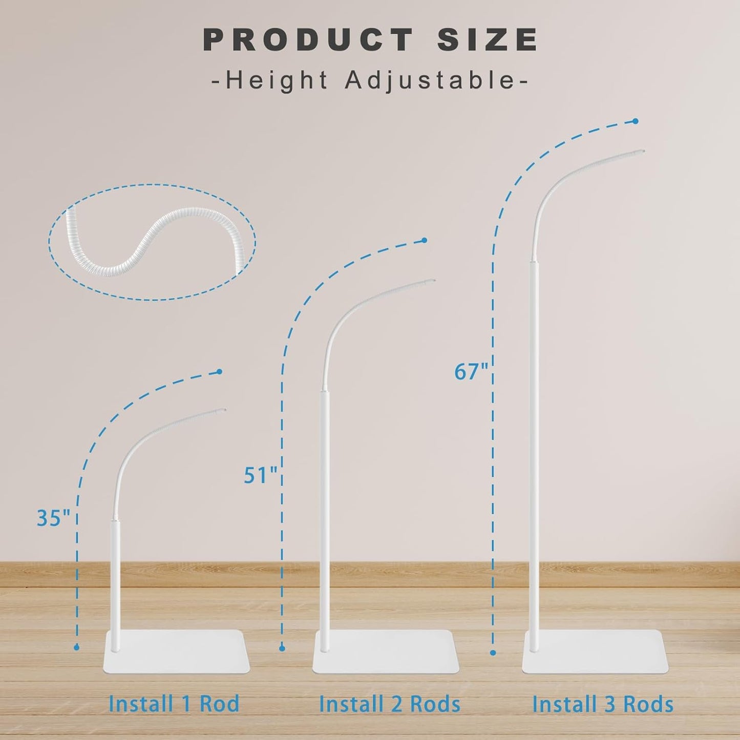 Baby Monitor Mount Floor Stand 67" Adjustable Height Compatible with Nanit Pro,Infant Optics DXR-8 Pro,HelloBaby,VTech,Motorola,or Other Cameras with 1/4 Thread