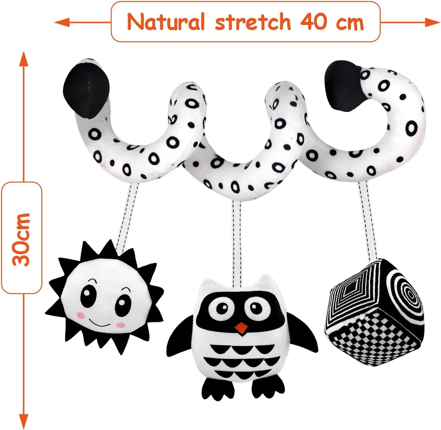 Baby Spiral Hanging Stroller and Car Seat Toys for Babies 0-6 Months Newborn Plush Activity Toys for Bed Bassinet Crib Baby Carrier Gifts (owl)