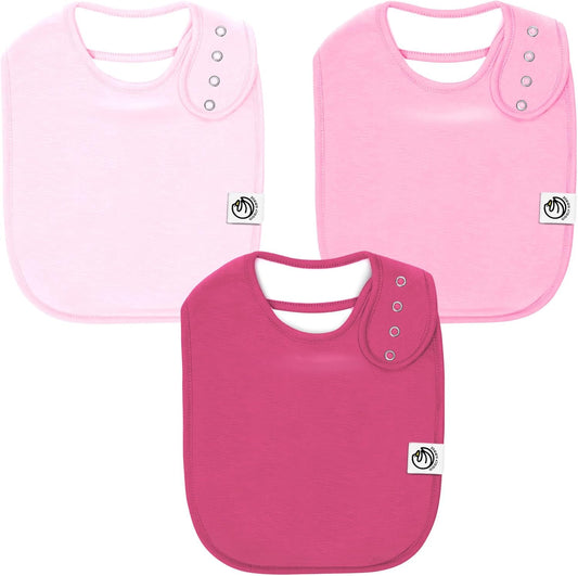 3 Pack Baby Bibs for Boys & Girls | Cotton, Absorbent Drooling & Teething Bib | Thick, Adjustable Snap-on