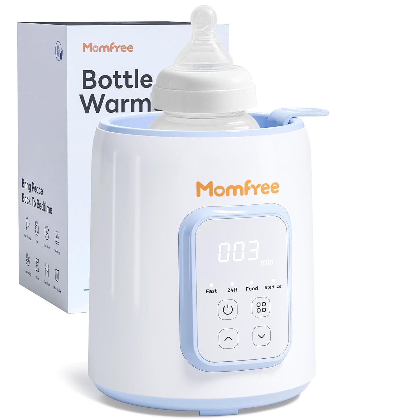 Baby Bottle Warmer, 8-in-1 Fast Bottle Warmer for Breastmilk and Formula,Feeding Baby Essentials at Home Use, Milk Warmer for New Born Baby Bottles(Blue)