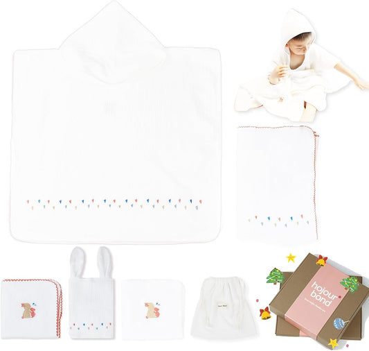 Poncho Muslin Towels for Kids Set of 6 for Embroidery,Baby Bath Towels with Muslin and Soft Terry Towel,24" x 24"Baby Beach Poncho with Seamless Pro Edge, Gifts for Boys and Girls