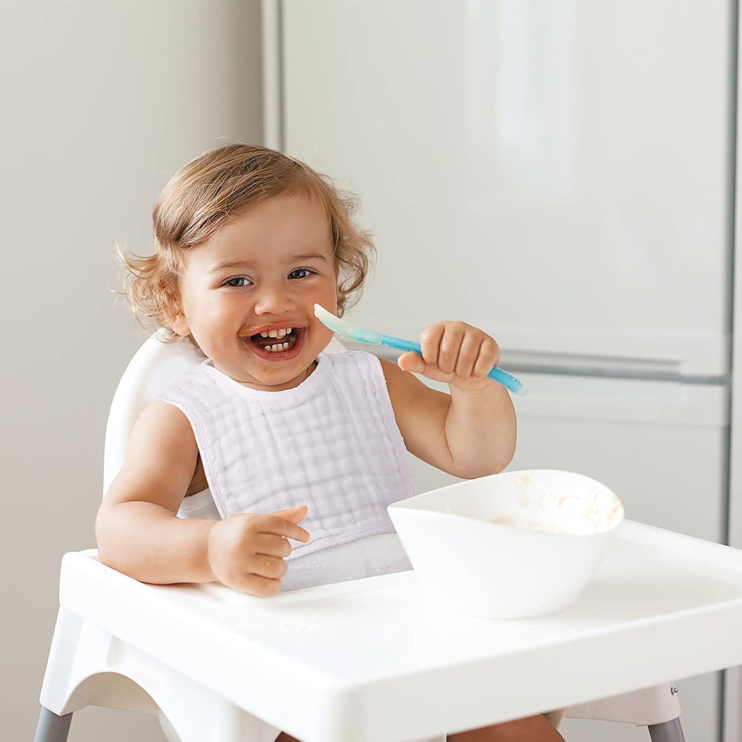 Tatuo 8 Pcs Baby Muslin Bibs & Burp Cloths 6 Absorbent Layer 100% Cotton Unisex Baby Bibs for Drooling and Teething