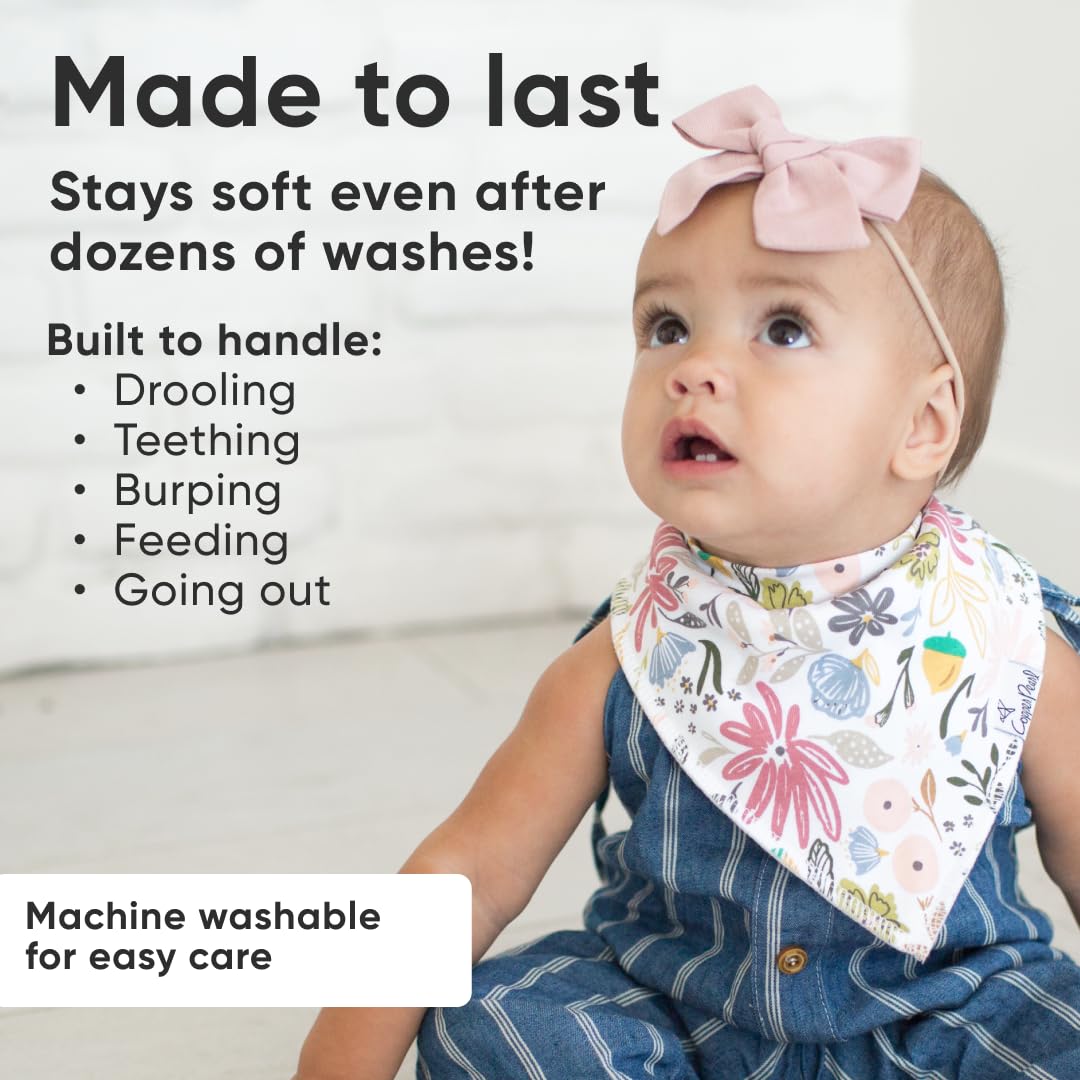 Copper Pearl 4 Pack Soft Cotton Baby Bibs for Drooling and Teething, Absorbent Drool Bibs for Baby Girl and Boy, Adjustable to Fit Newborns to Toddlers, Tons of Styles (Olive)