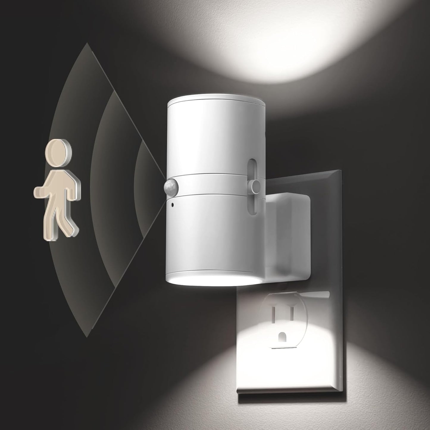 L LOHAS LED Motion Sensor Night Light, [2 Pack] Bright Night Light, 5000K Daylight White, Motion Activated Nightlight, Dimmable 0-100LM, Motion Sensor Light Indoor for Kids Hallway Bathroom Kitchen