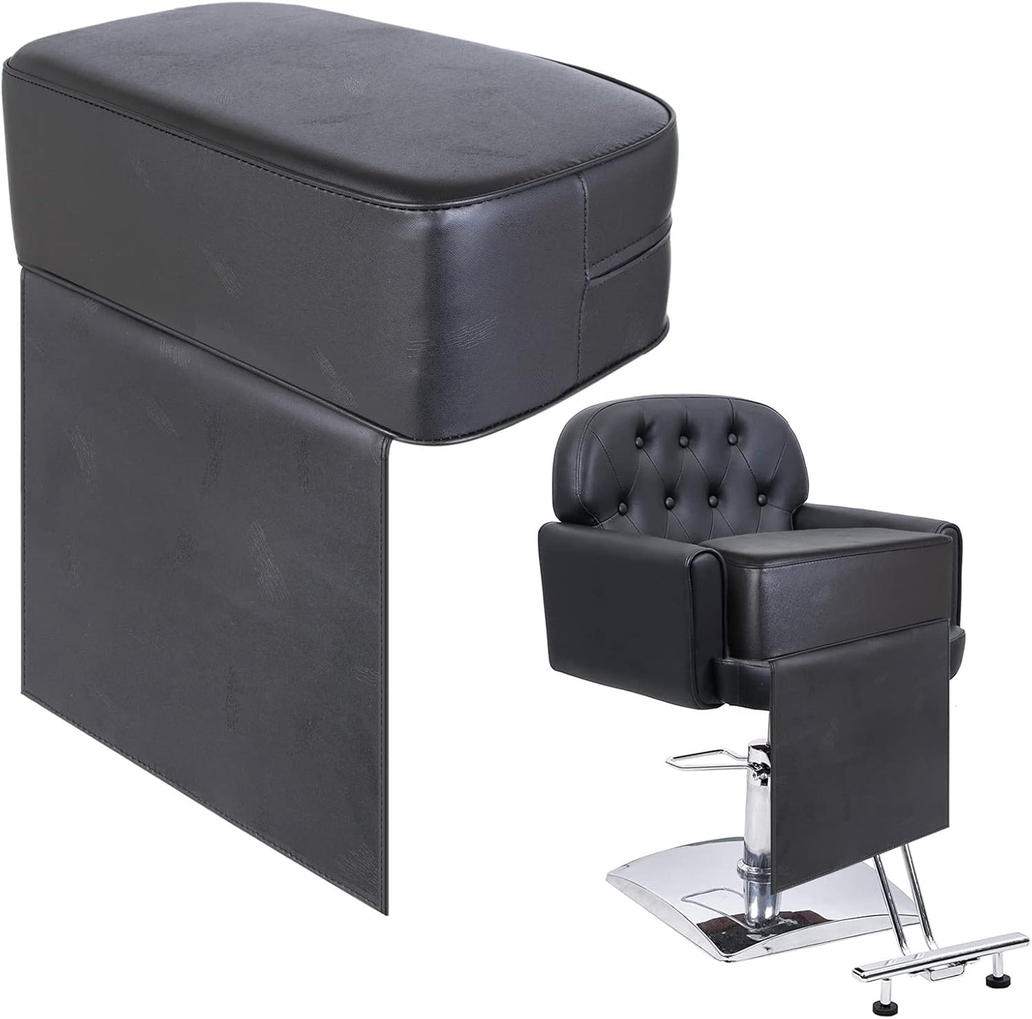 Salon Booster Seat Cushion for Hair Cutting Salon Leather Pads Large Size, Boat Booster Seat Cushion, Styling Chair Seat Booster, Barber Beauty Salon Spa Equipment Black