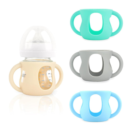 4-Pack Silicone Sleeves for Philips Avent Glass Bottles, BPA-Free Drop-Resistant Baby Bottle Sleeves with Handles, Compatible with Philips Avent Natural Glass Baby Bottles (4 oz)