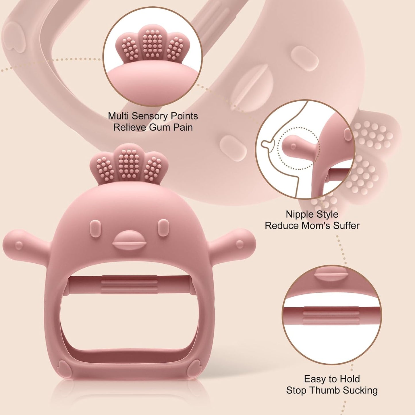 2 Pack Baby Teething Toys for 0-6 6-12 Months, Never Drop Infant Teether Teething Mitten Toys for 0 3 6 9 12 Months, Newborn Soothing Teething Toy Gifts for 1 One Year Old Baby Boys Girls