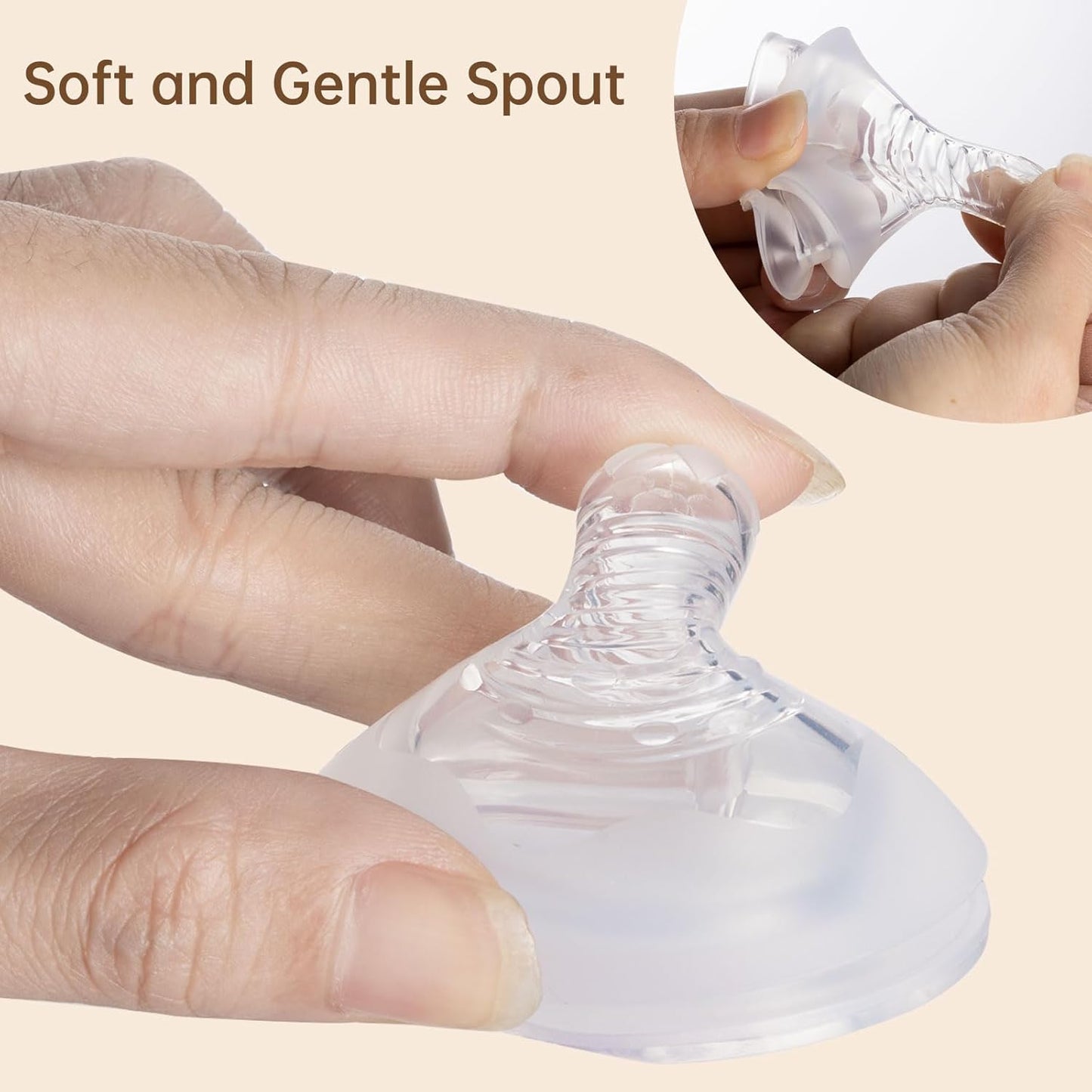 4Pack Replacement Silicone Nipple Compatible with Pigeon PP Nursing Bottle, Soft Spout Replacement for Pigeon, Easy Transition from Bottle to Cup, No Spill (SS, Newborn Flow)