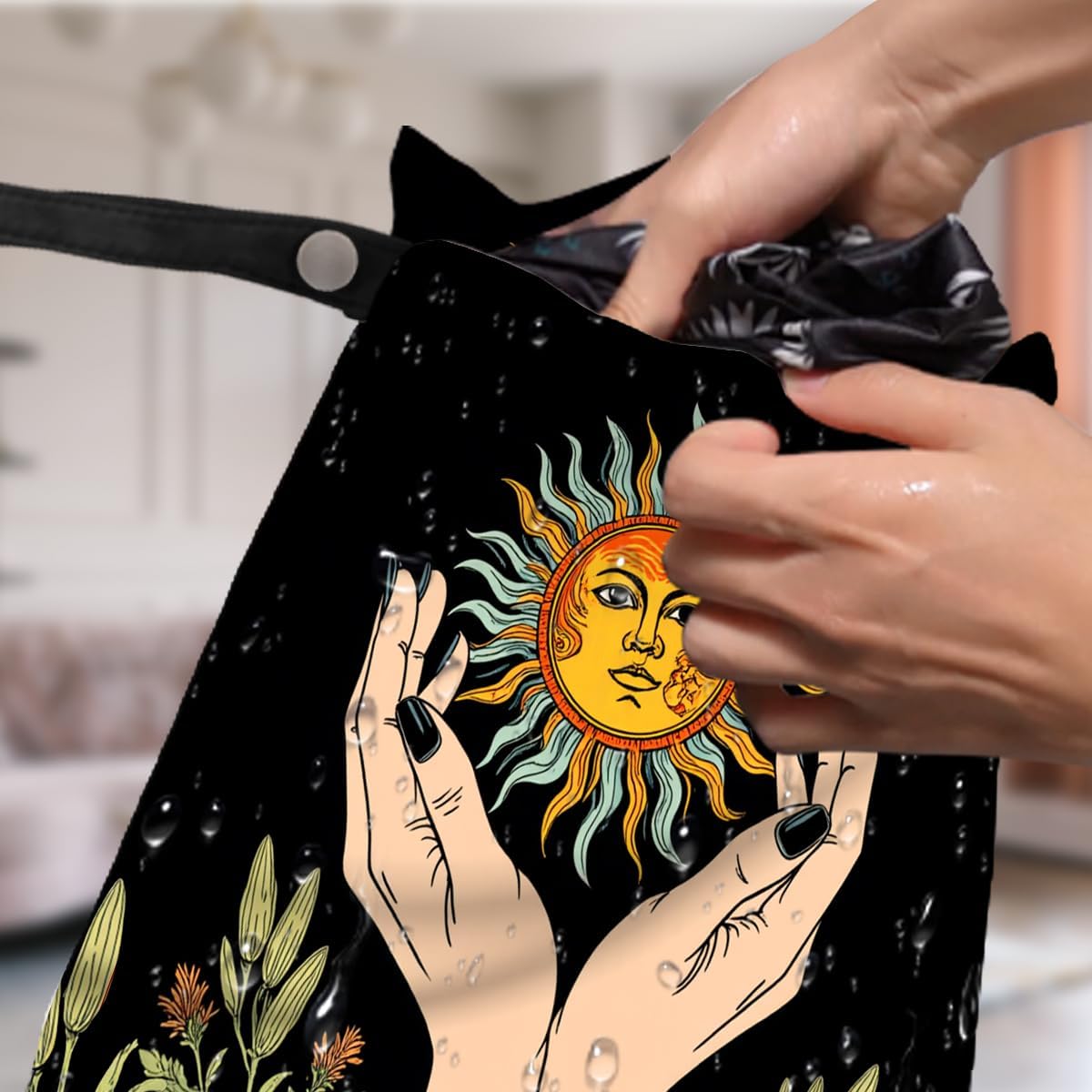 4Pack Witchy Gifts Boho Wet Bag Waterproof Reusable Wet Dry Bag for Swimsuit Diaper Sun Moon Star Butterfly Mushroom Floral Travel Yoga Toiletries Gift for Women Mom Birthday Christmas Halloween