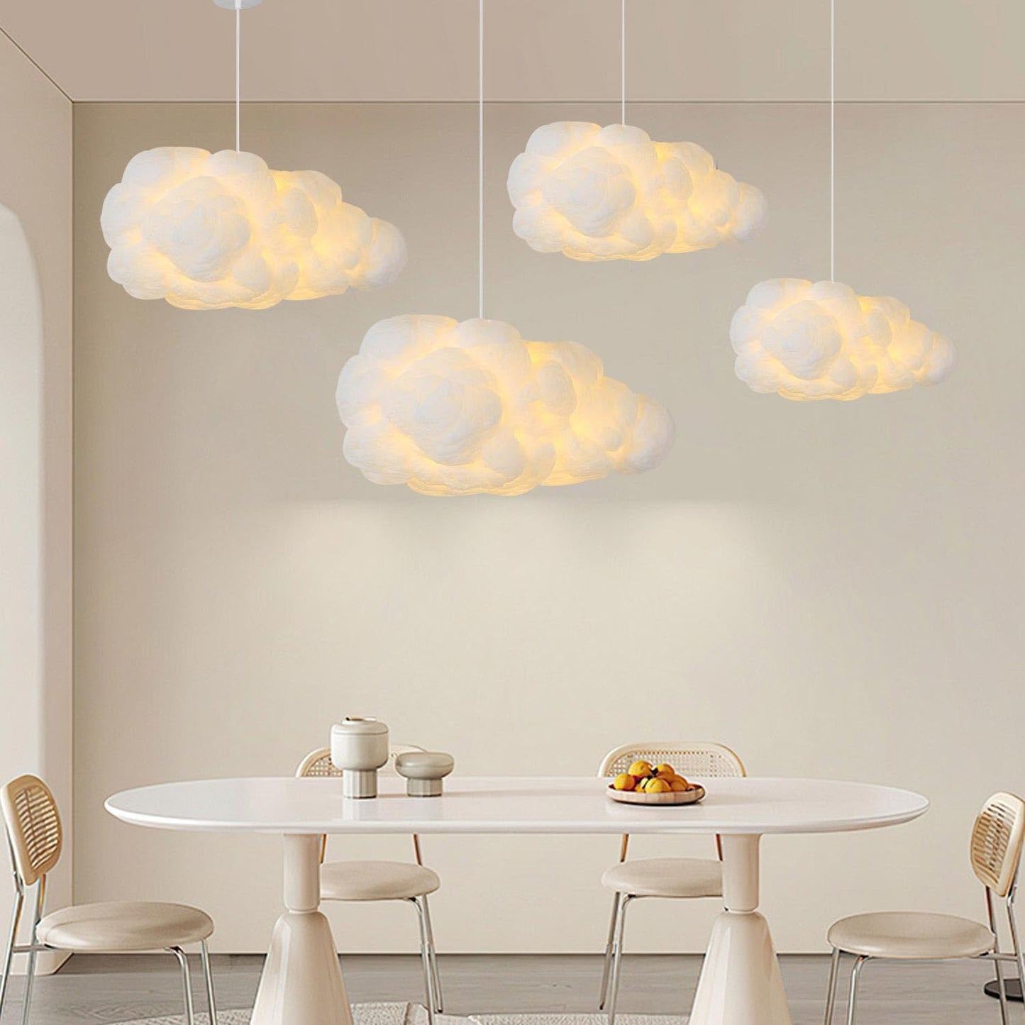 Cloud Pendant Hanging Light Fixture, Modern Fluffy Ceiling Lighting Chandelier, White Lamp Shade Lampshade for Children Girls Kids Living Room (35cmx20cm)