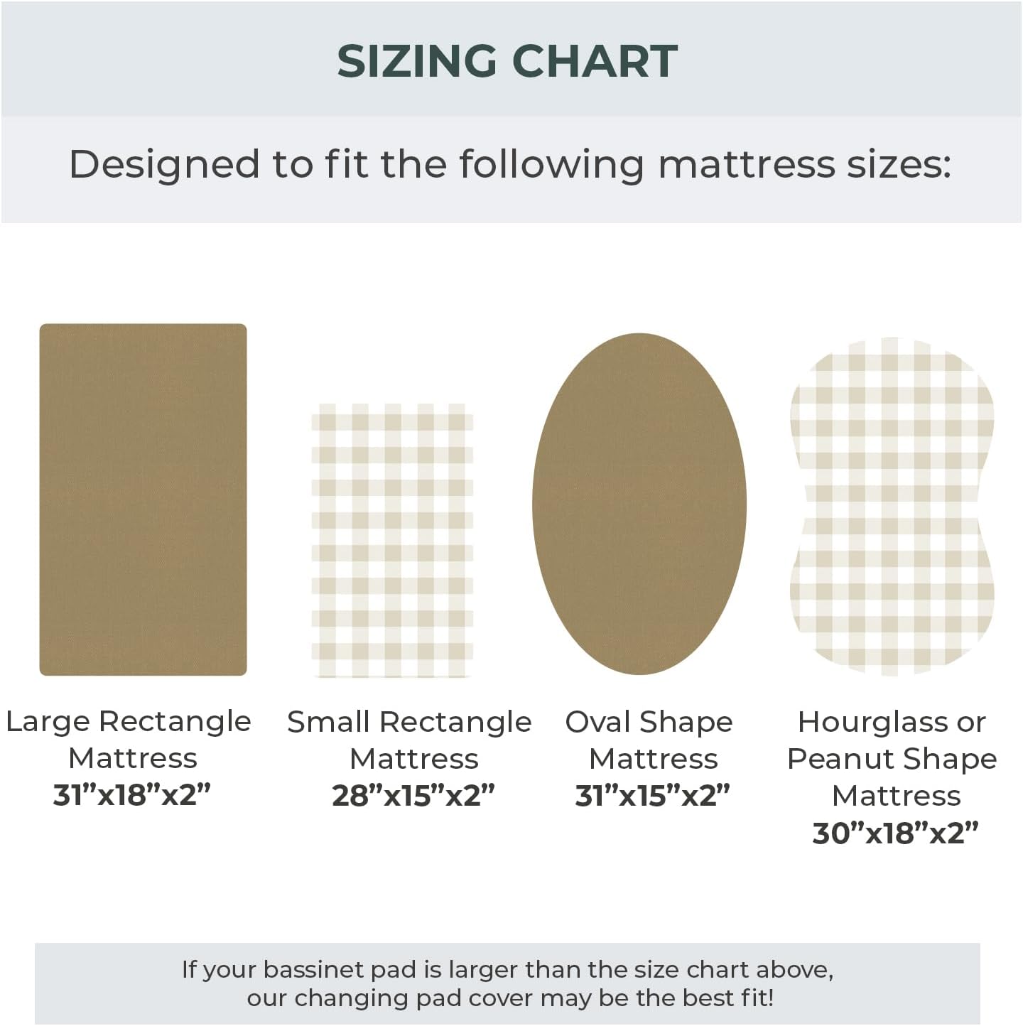 Pobibaby – 2 Pack Bassinet Sheets Boy, Bassinet Sheets Cotton for Girls and Neutral Nursery for Standard Rectangle Bassinets – Ultra-Soft Jersey Knit, Safe and Snug for Baby (Gingham Khaki)