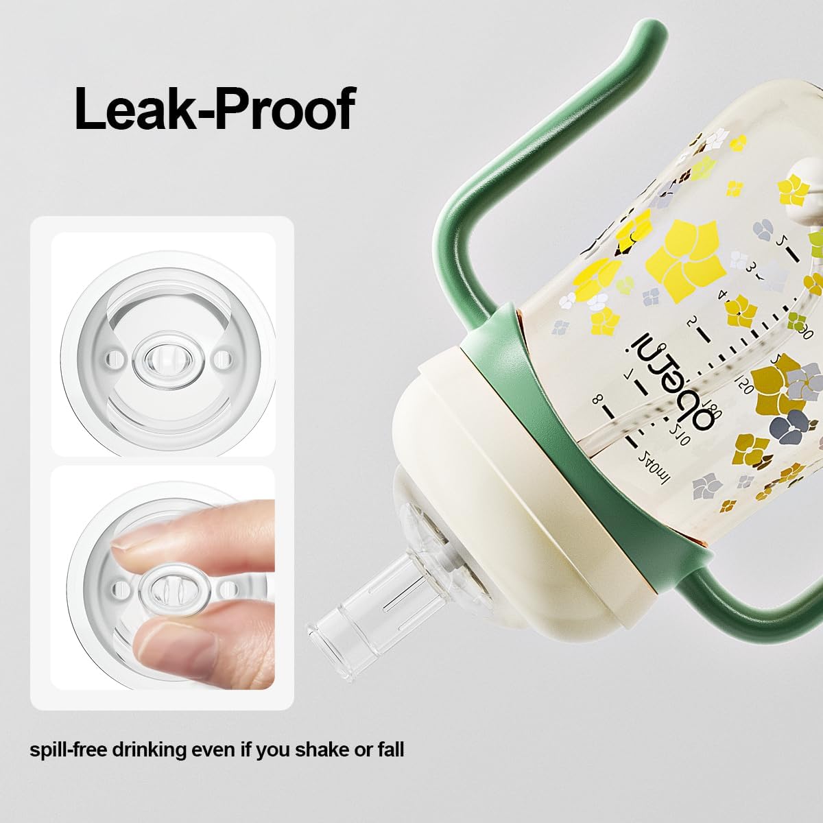 Sippy Cup, Weighted Straw Baby Trainer Cup, Toddler Drinks Water Bottle with Leakproof Spout for 6+, No Spill Learner Cup 240ml/8oz