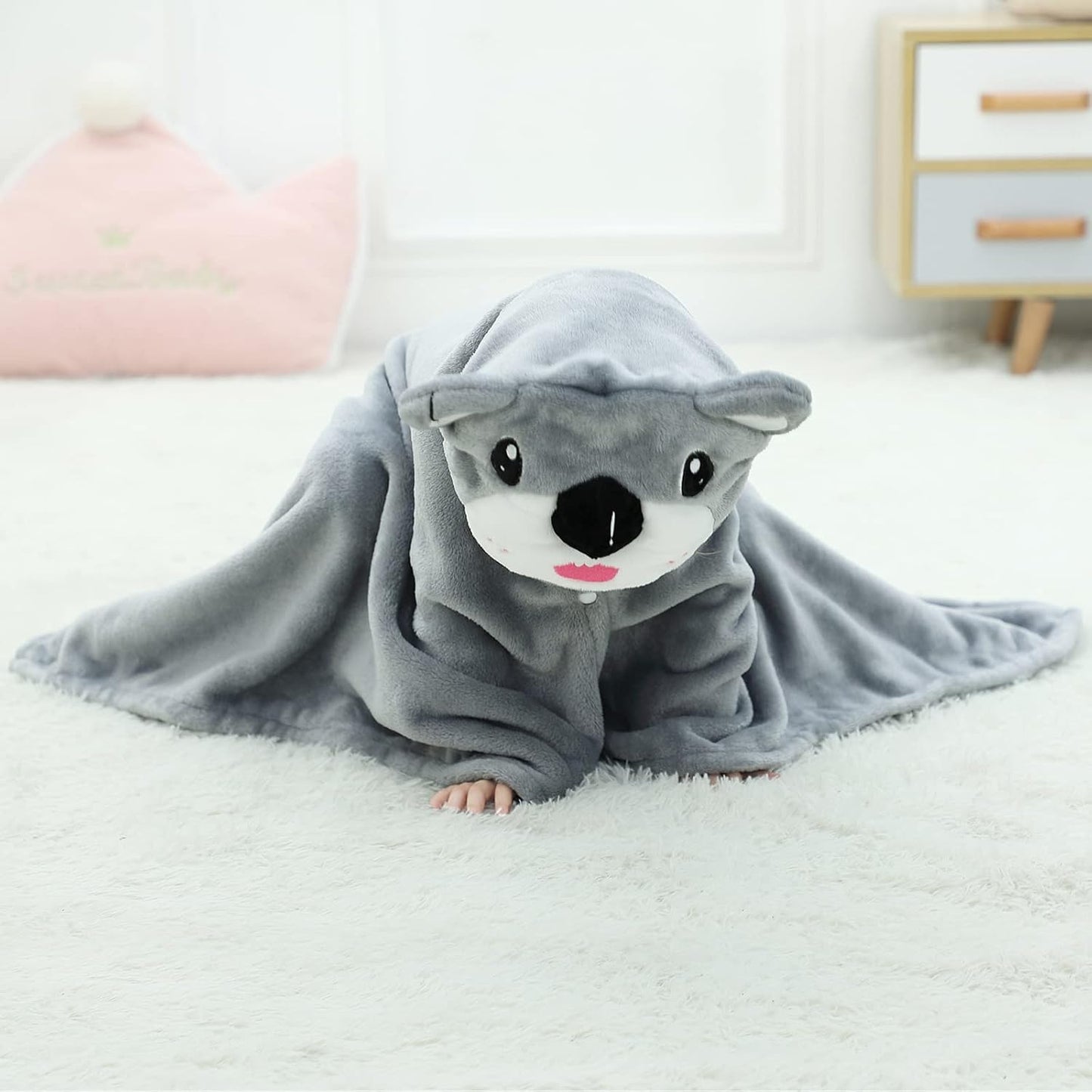 Wearable Blanket Hoodie for Kids Toddlers Hooded Towels Soft Cozy Flannel Wearable Throw Blanket Hoodie for Boys Girls Birthday Gifts (Koala 50 * 40)