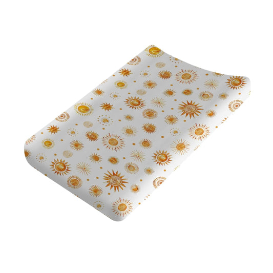 Watercolor Suns Totem Changing Pad Covers Boho Sunshine Diaper Changing Table Sheets for Girl Boy Golden Suns Soft Breathable Stretchy Snug Fitted Baby Changing Pad Table Mats 32''x16''