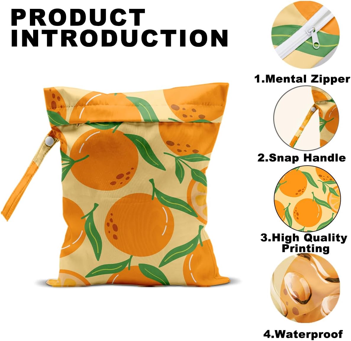 2Pcs Summer Fruits Wet Bags 12x10 Inch, Strawberry Orange Waterproof Travel Laundry Bags, Reusable Wet Dry Bag for Swimsuit Beach Diapers Dirty Yoga Gym Clothes, Travel Gifts for Women Friend