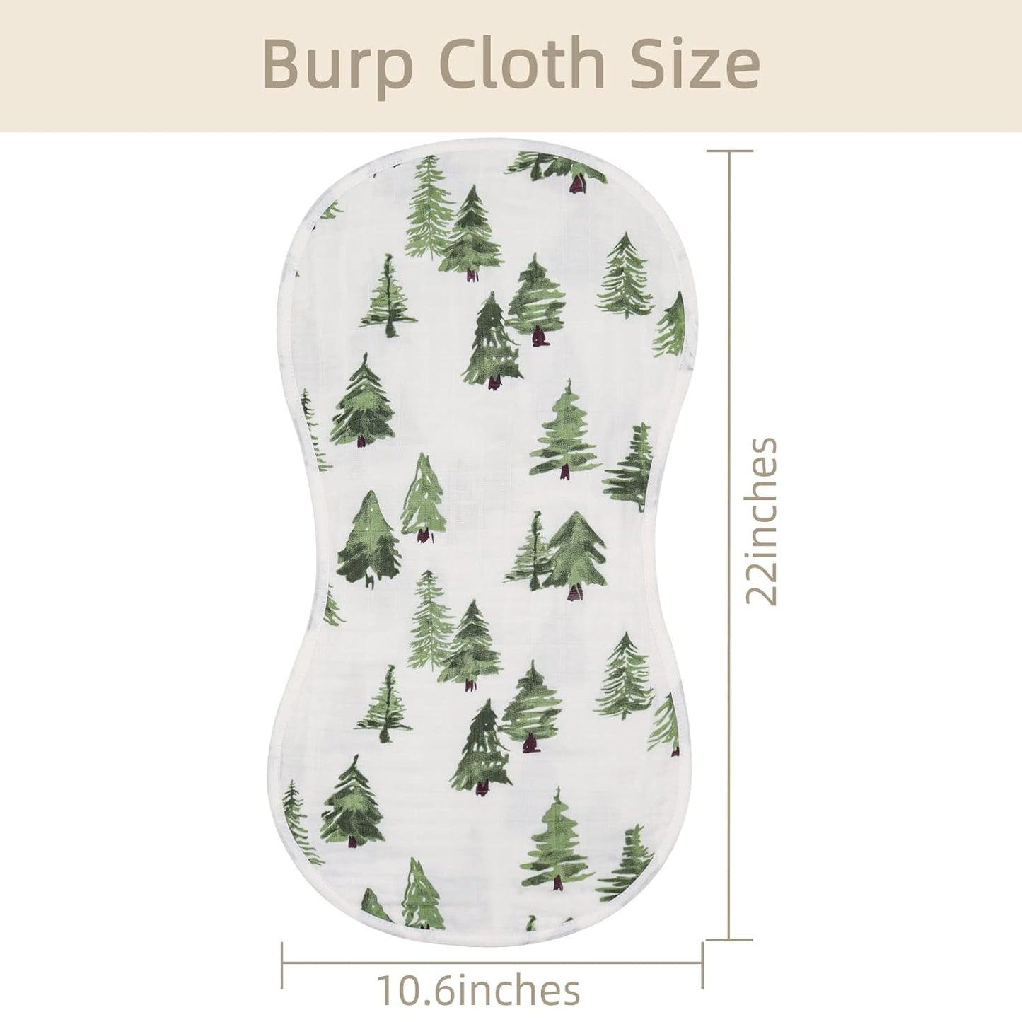LifeTree Muslin Baby Burp Cloths - Soft 2 Pack Viscose from Bamboo Cotton Large 22'' by 10'' Absorbent Milk Spit Up Rags - Burping Cloths for Newborn, Girls Boys, Woodland Animals & Pine Tree