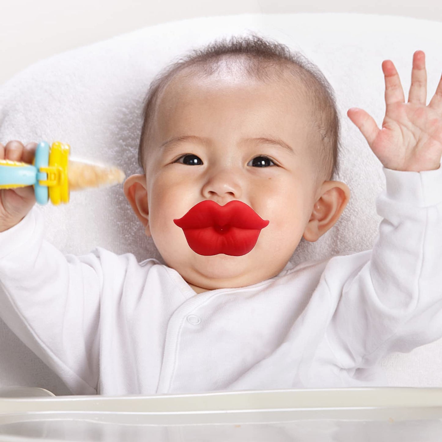 6PCs Funny Pacifier Infant Pacifier Cute Kissable Lips and Gentleman Mustache Teeth Pacifier Soft Silicone Cute Pacifier Design with Kiss Lip for Babies and Toddlers Shower Gift Unisex-BPA Free