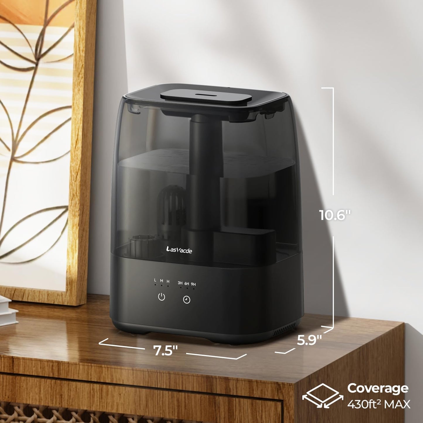Top Fill Humidifiers for Bedroom, 4.0L Tank Cool Mist Humidifiers for Large Room, 40H Runtime, 28dB Quiet Ultrasonic Air Humidifier for Home, Plants with 9H Timer, Aroma Tray