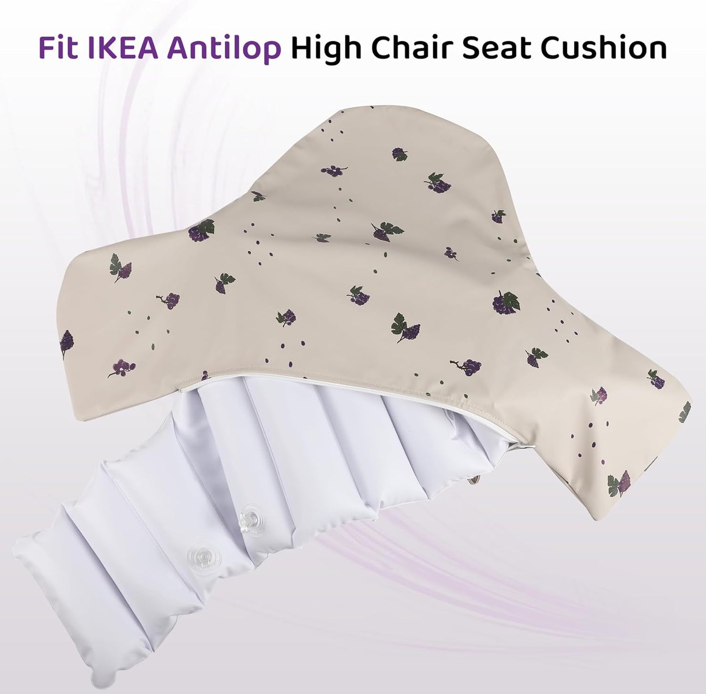 High Chair Cushion with Cover Pad for IKEA Antilop Babies Toddlers Inflatable & Reversible Built-in Inflatable Cushion
