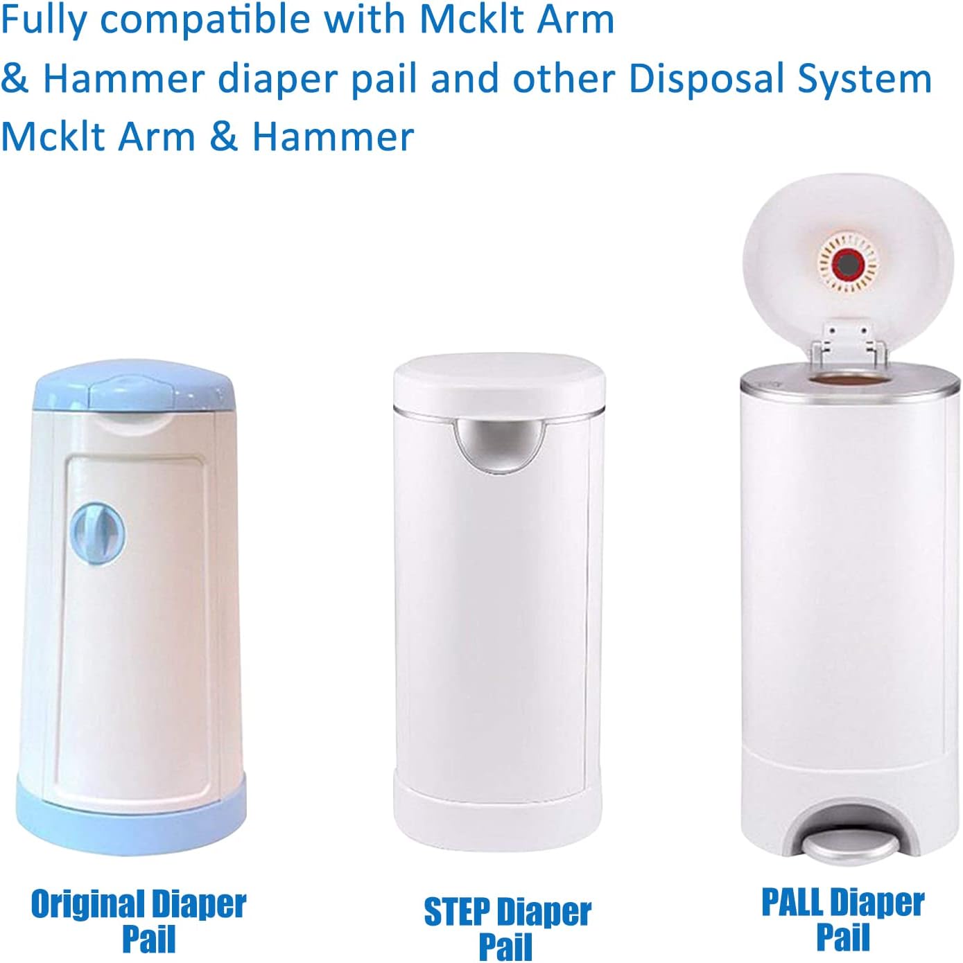 Diaper Pail Refill Bags 34 Bags 1088 Counts Compatible with Arm&Hammer Disposal System, 100% Lock Odor, Seal and Toss Diaper Pail Refills